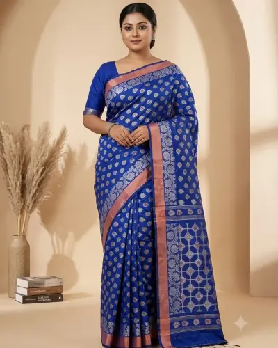 Handloom Lotus Blue Saree