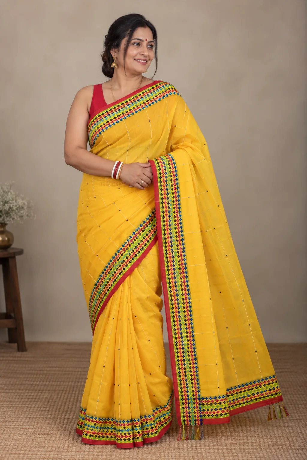 Multicolor Yellow Boutique Saree
