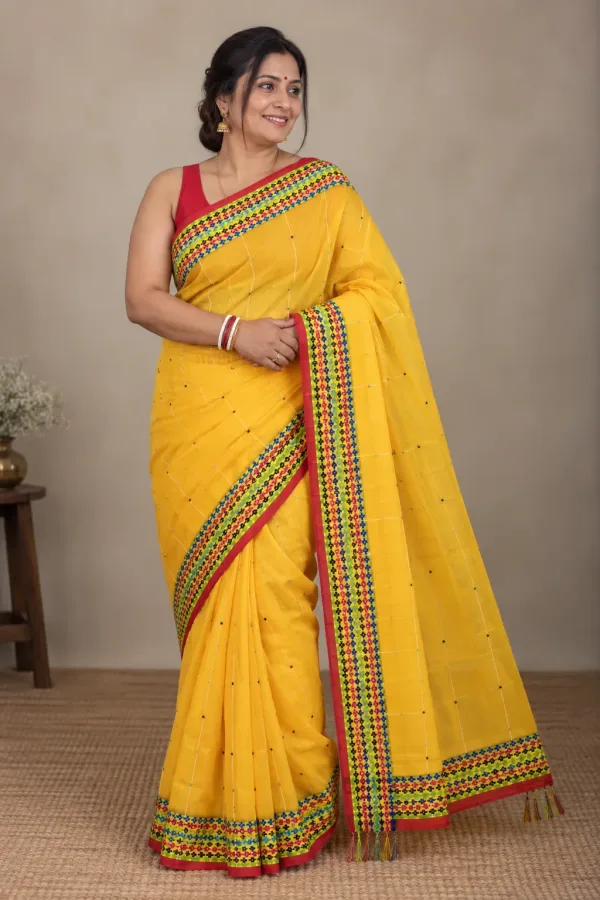 Multicolor Yellow Boutique Saree