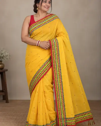 Multicolor Yellow Boutique Saree