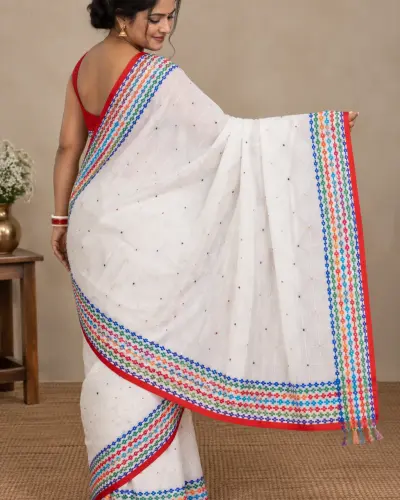 Multicolor White Boutique Saree