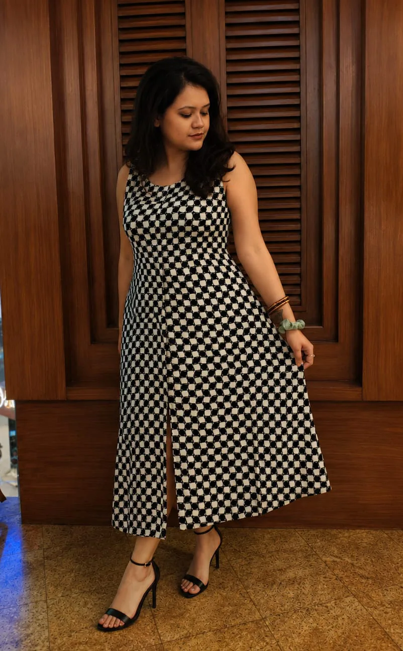 Checkmate Pure Cotton Dress With Large Pockets Both Sides