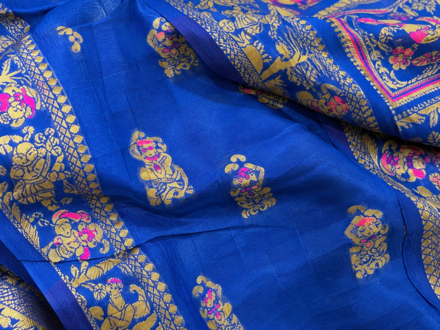 Kanji Puram Blue Silk Saree