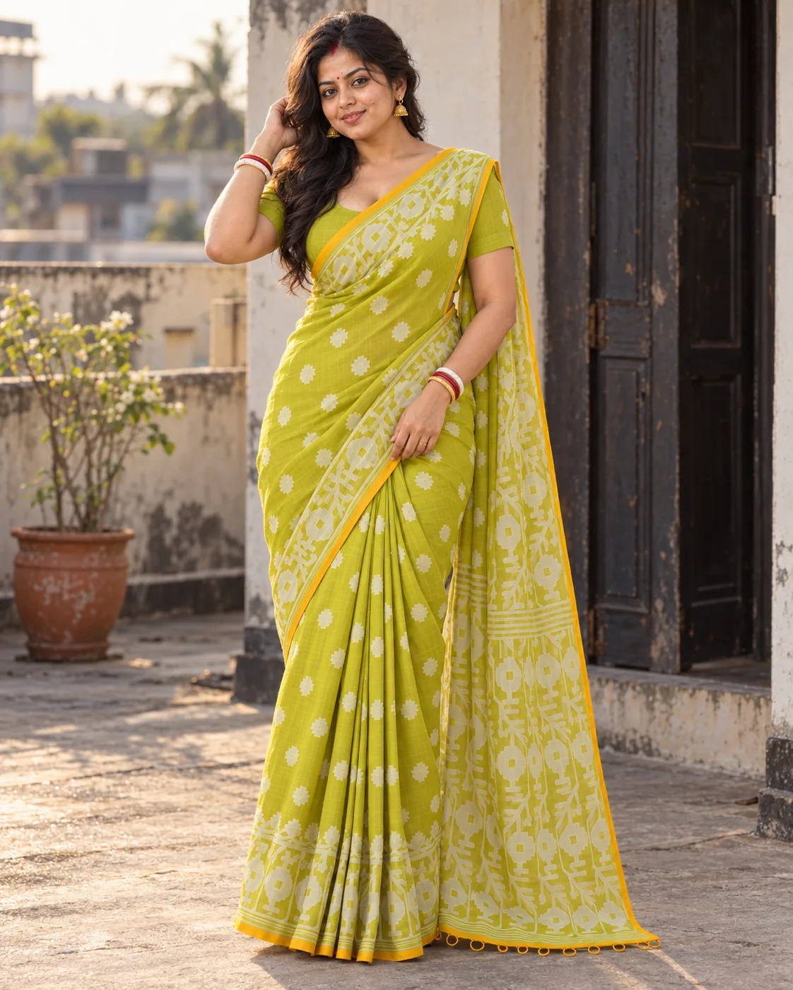Muslin Trending Light Green Saree