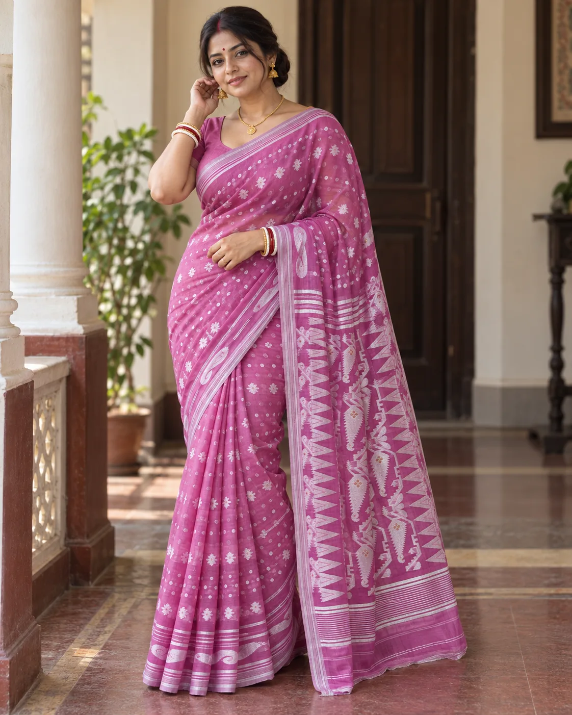 Floral Pink Saree