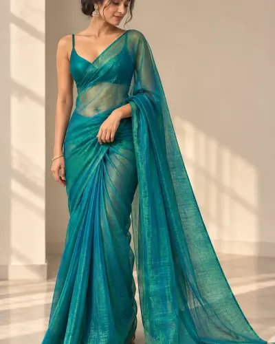 Blue Genz Party Wear Saree Stylish Party Saree