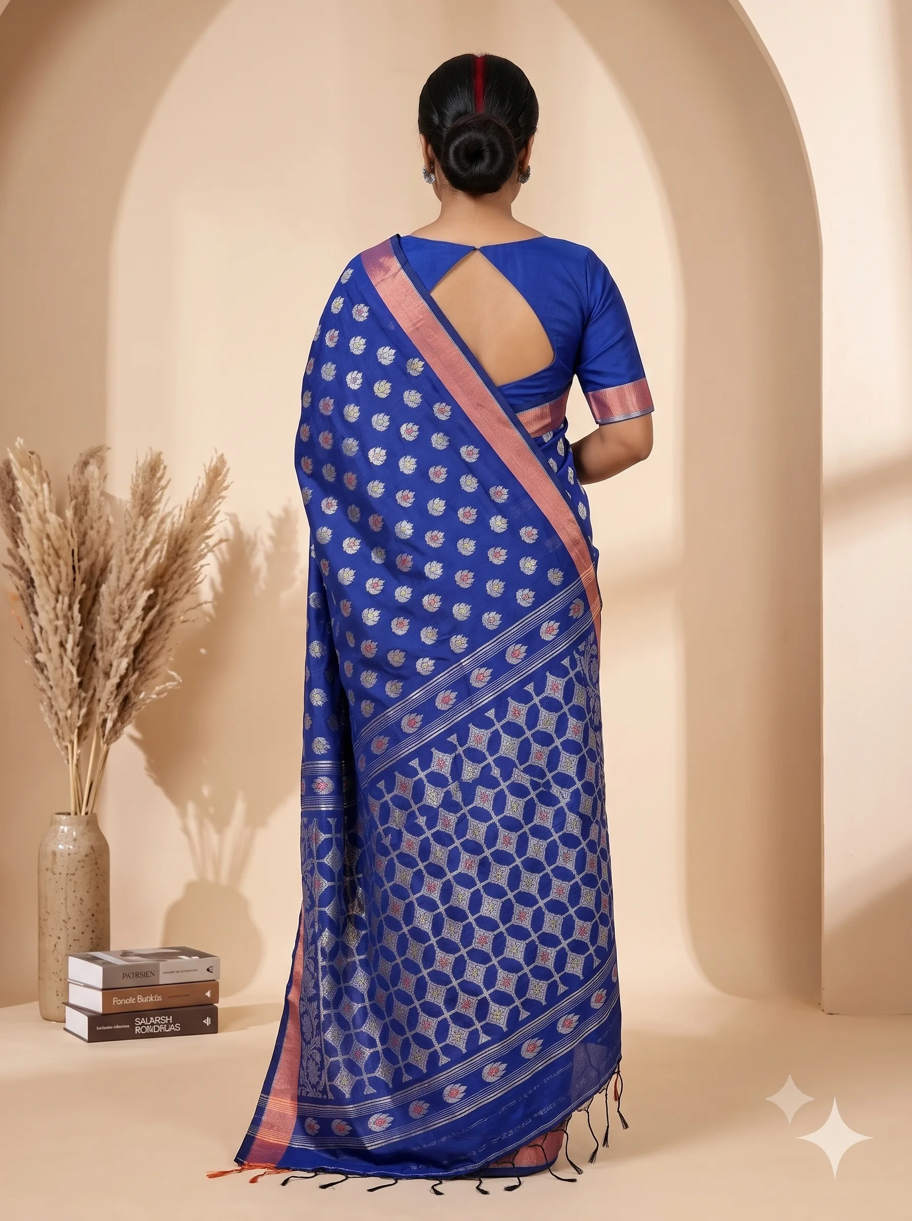 Handloom Lotus Blue Saree