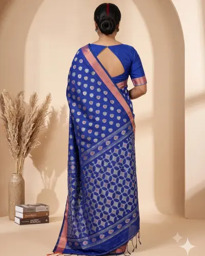 Handloom Lotus Blue Saree