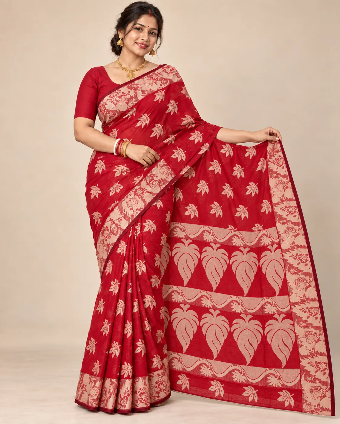 Red Dhakai Silk Saree