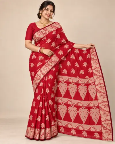 Red Dhakai Silk Saree