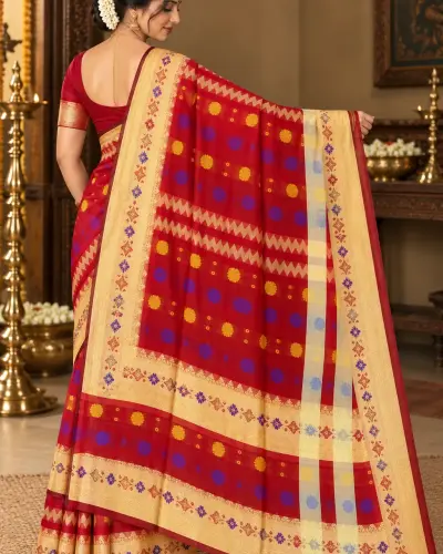 Bangladesi Silk Red Saree