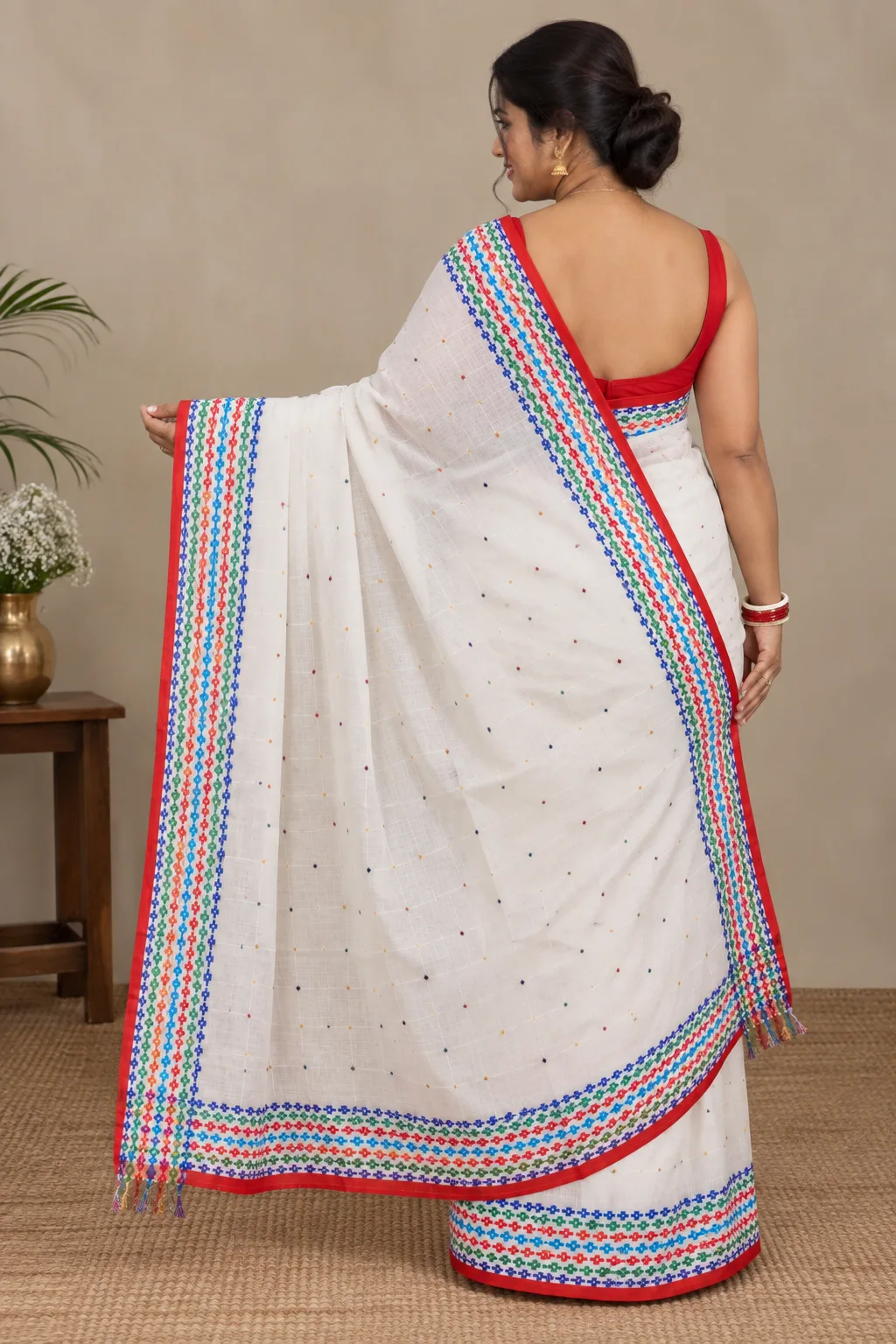 Multicolor White Boutique Saree