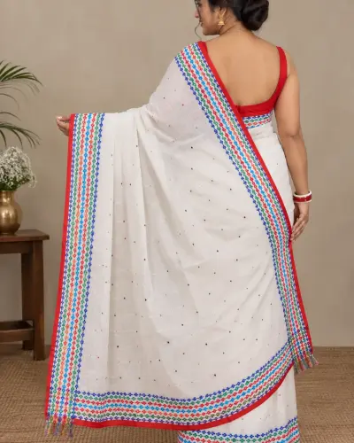 Multicolor White Boutique Saree