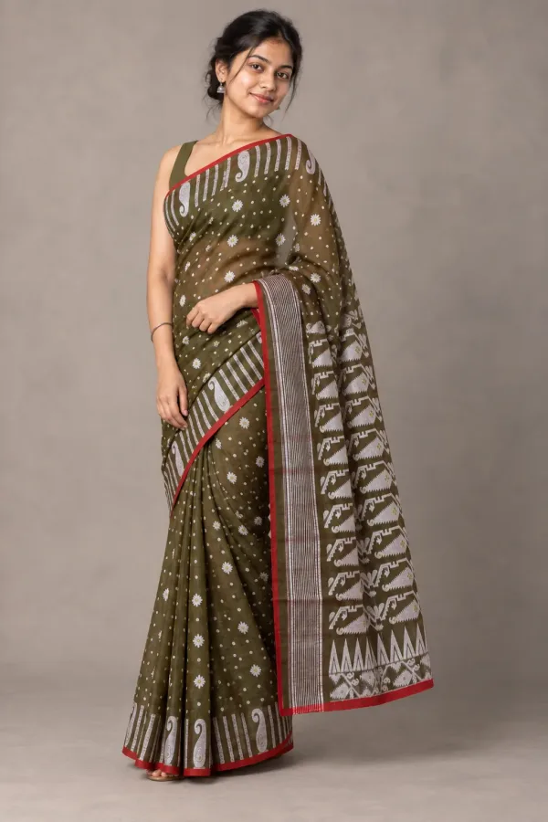 Floral Green Saree