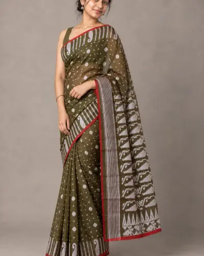 Floral Green Saree