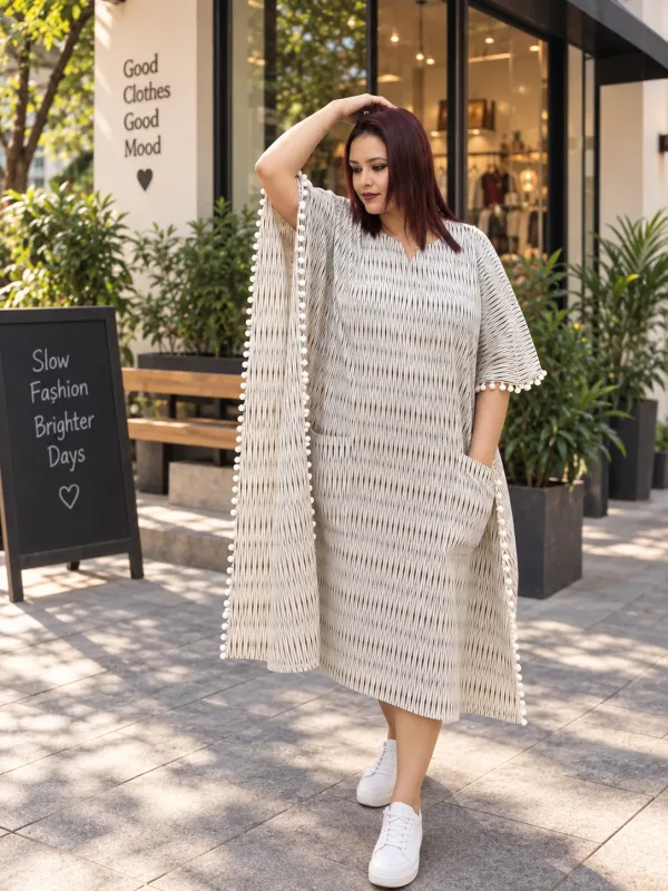 Elegant Kaftan Dress With Front Pockets