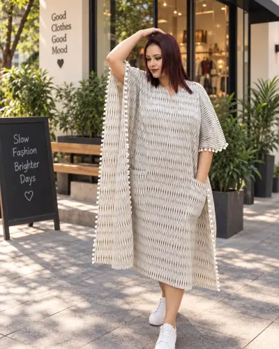 Elegant Kaftan Dress With Front Pockets