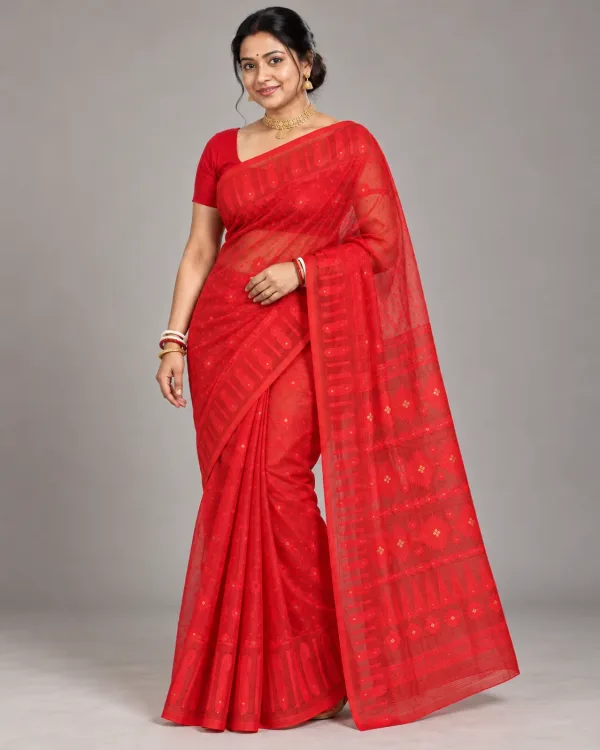 Floral Red Saree