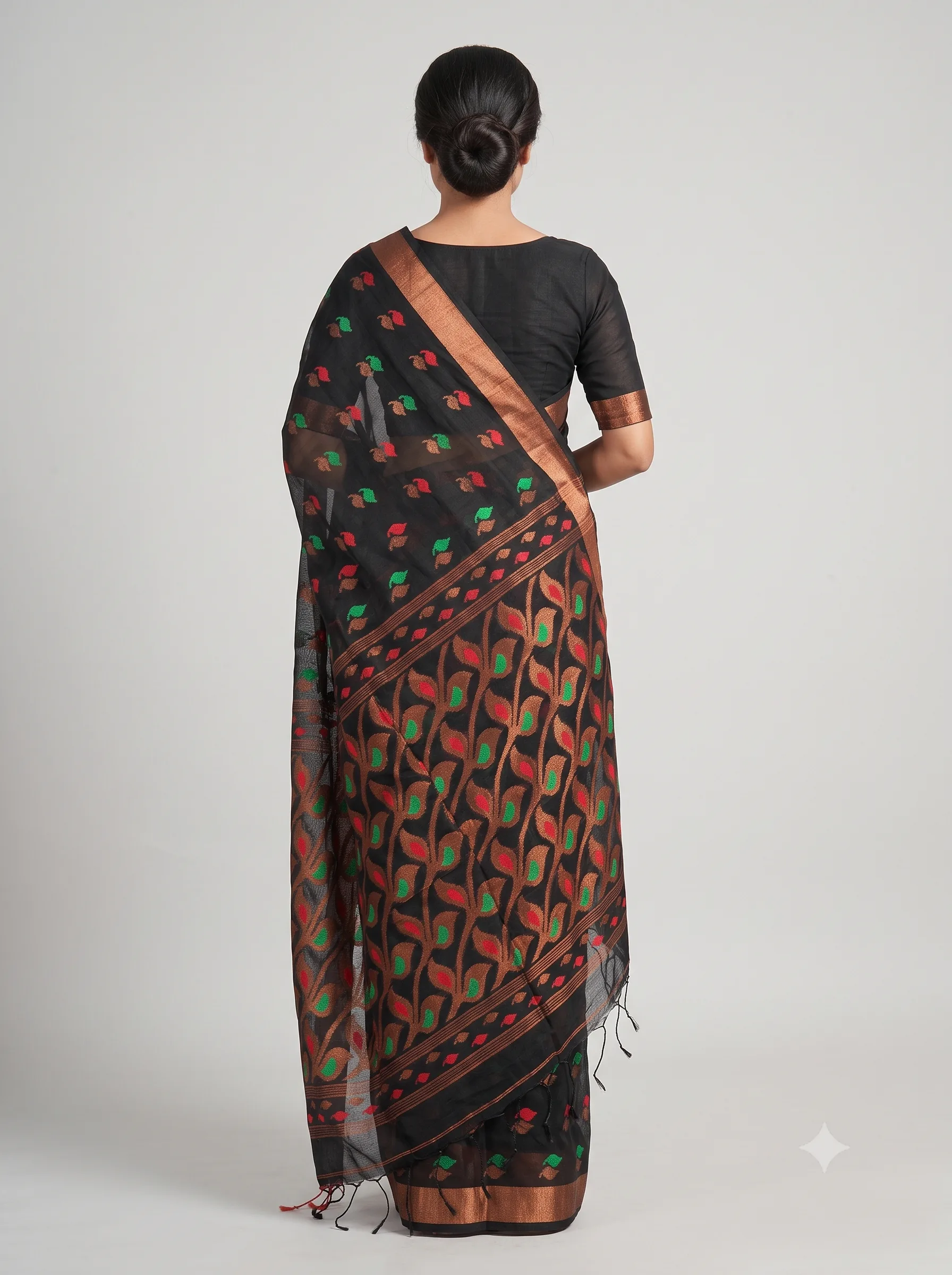 Handloom Mouchak Black Saree