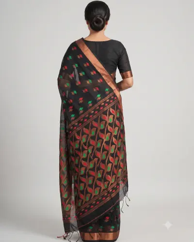 Handloom Mouchak Black Saree