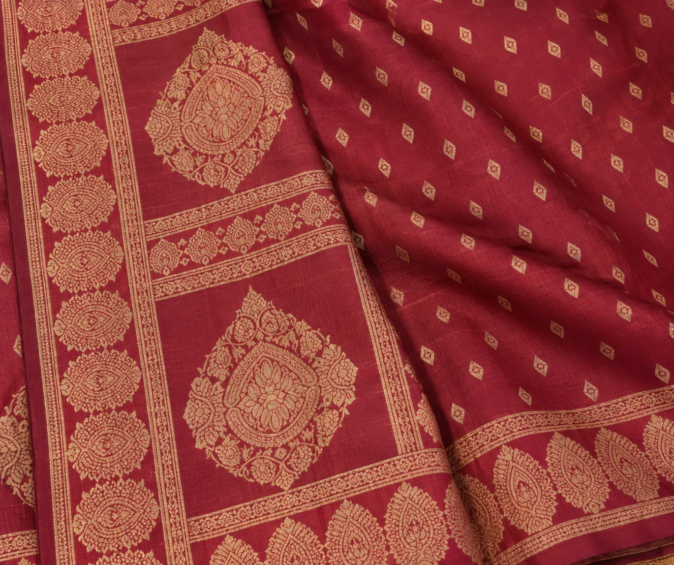 Jamdani Silk Maroon Saree