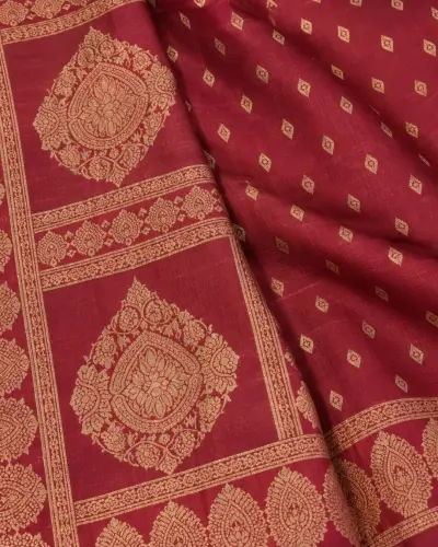 Jamdani Silk Maroon Saree