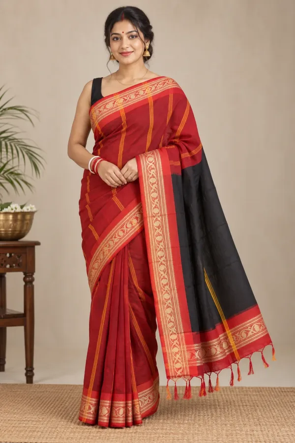 Dhakai Jamdani Black Saree
