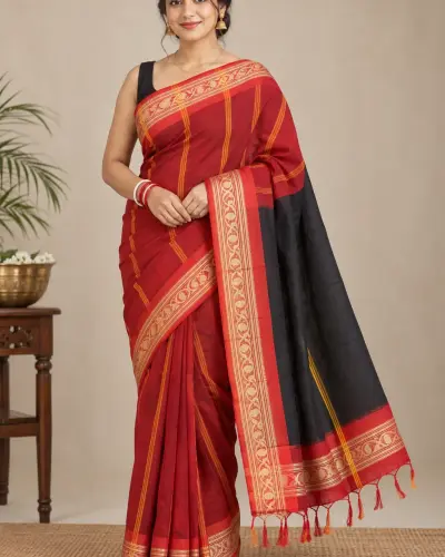 Dhakai Jamdani Black Saree