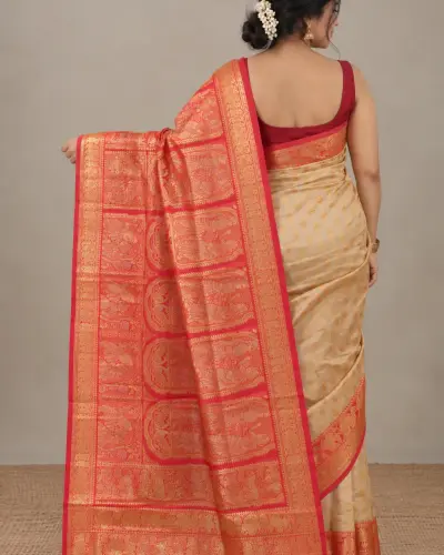 Kanji Banan Orange Silk Saree