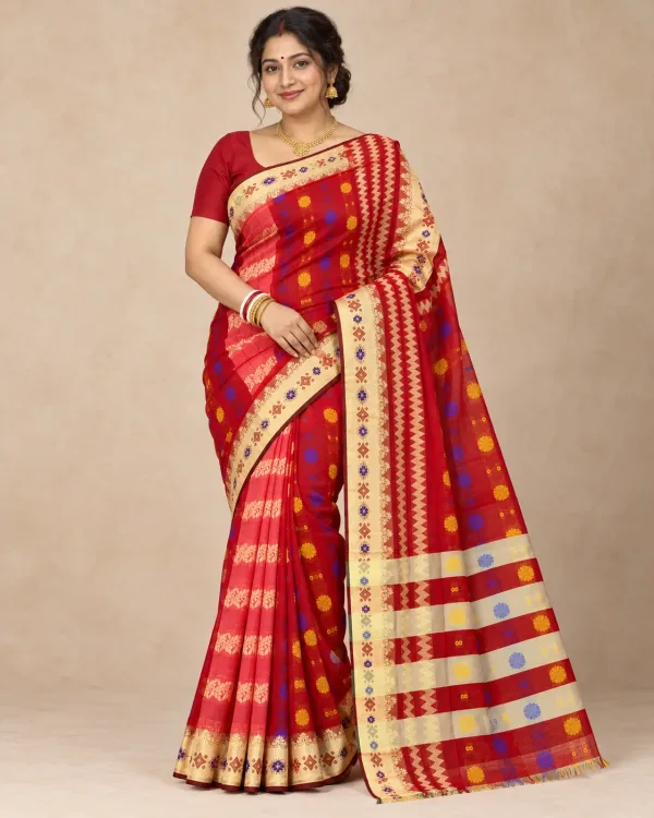 Bangladesi Silk Red Saree