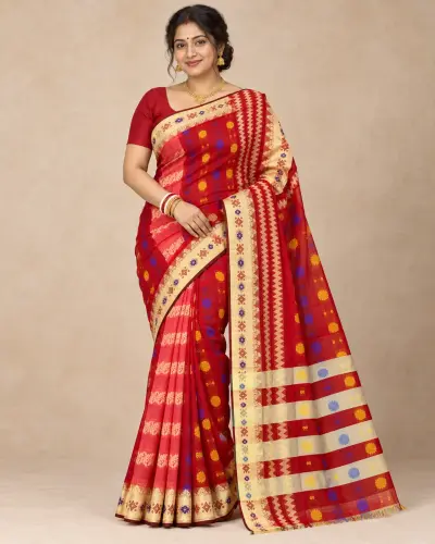 Bangladesi Silk Red Saree