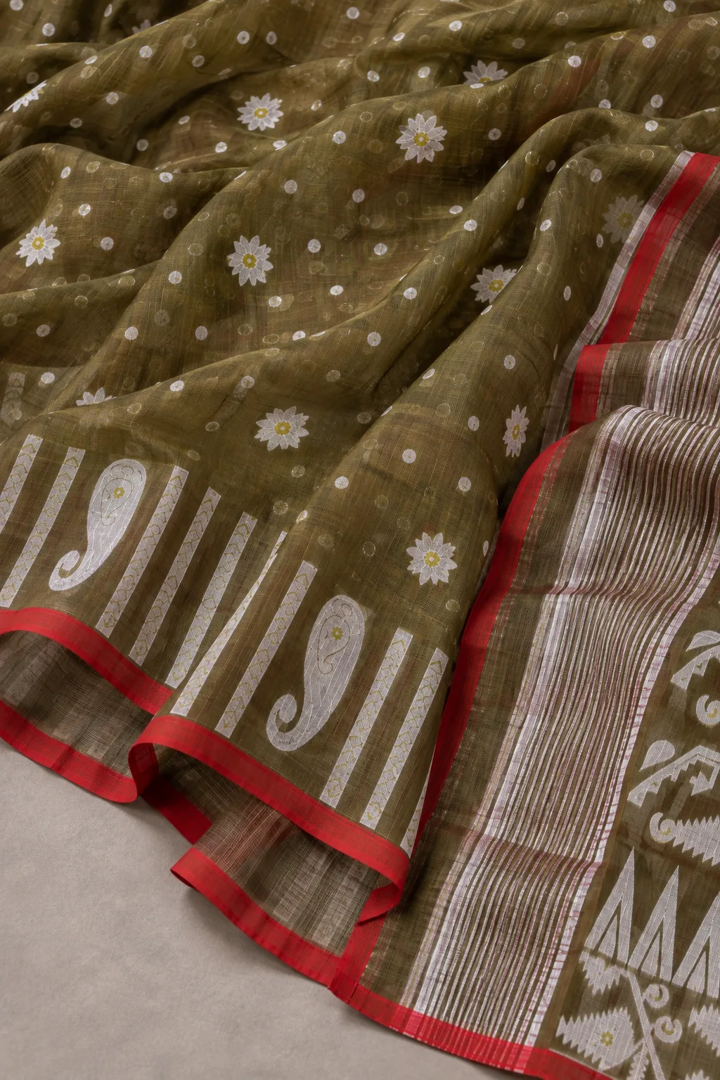 Floral Green Saree