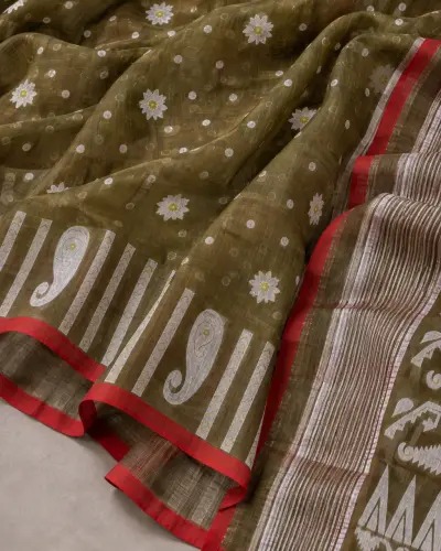 Floral Green Saree