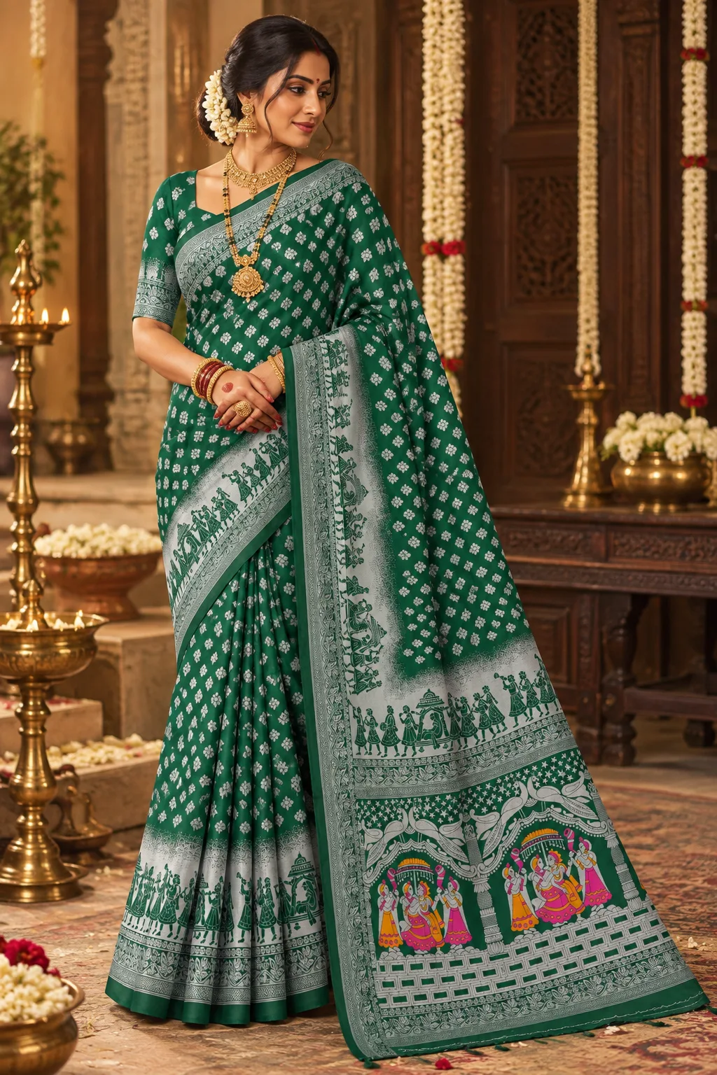 Green Silk Saree Elegant Traditional Indian Saree