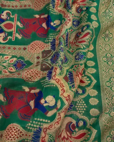 Kanji Banan Red Silk Saree