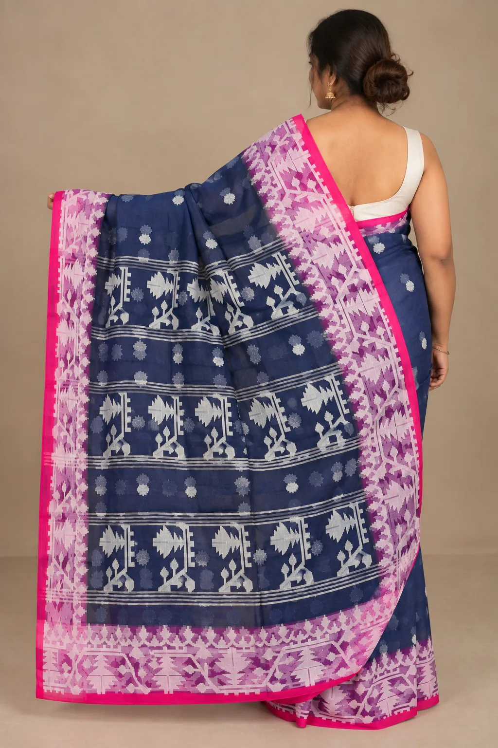 Muslin Trending Blue Pink Saree