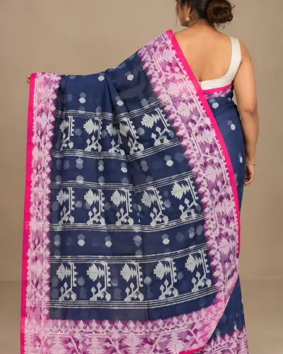 Muslin Trending Blue Pink Saree