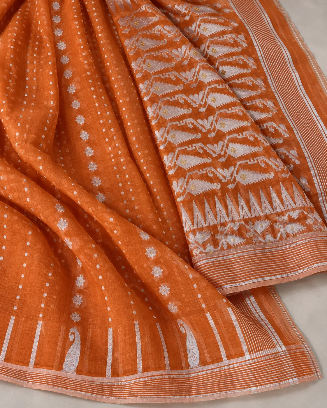 Floral Orange Saree