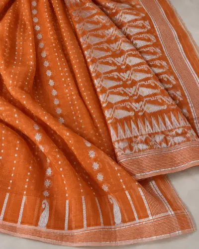 Floral Orange Saree