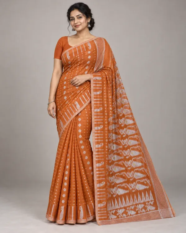 Floral Orange Saree