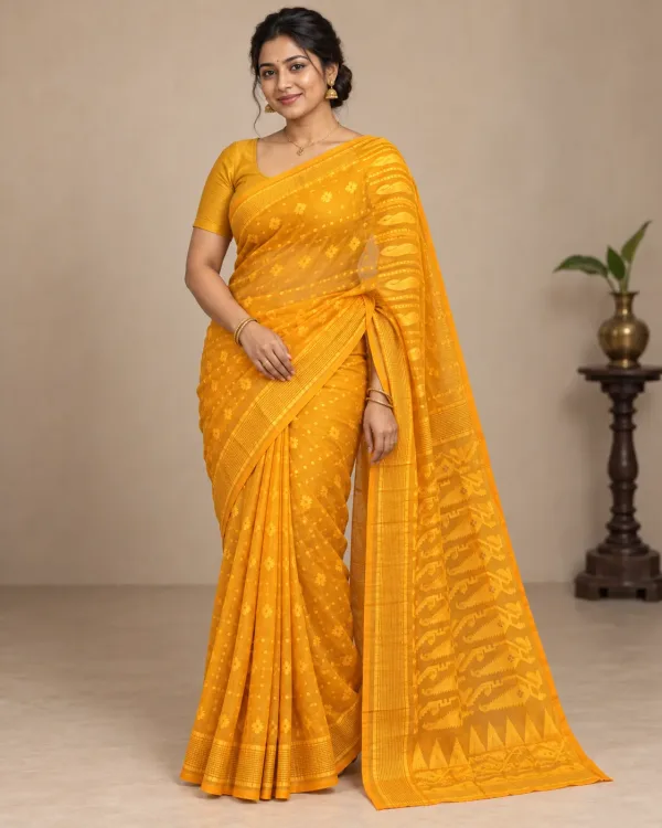 Floral Yellow Saree
