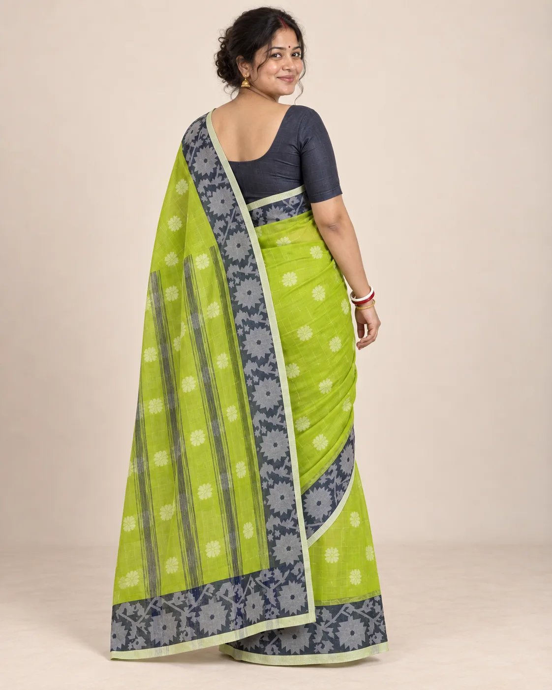 Pure Cotton Shantipur Light Green Saree