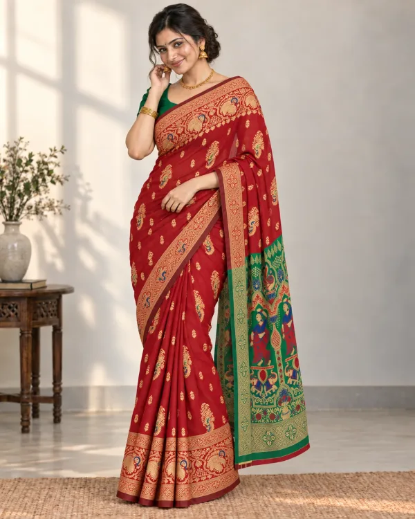 Kanchipuram Red Silk Saree