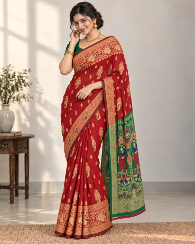Kanchipuram Red Silk Saree