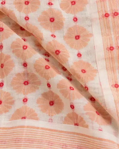 Handloom Flower White Saree