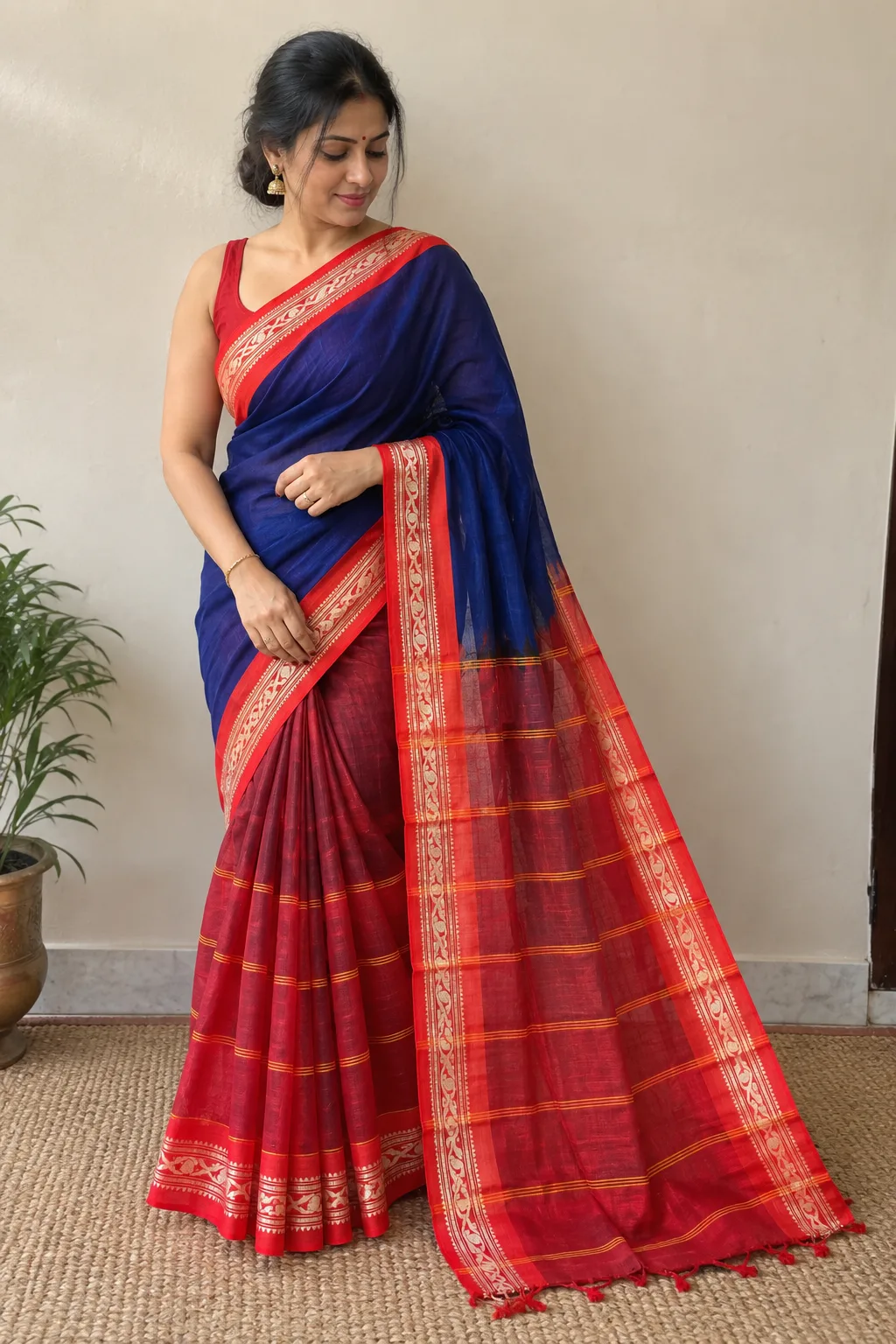 Blue Dhakai Jamdani Saree