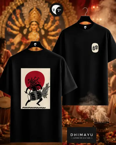 Dhaki Pujor Vibe Dhimayu Cotton Tshirt Both side print