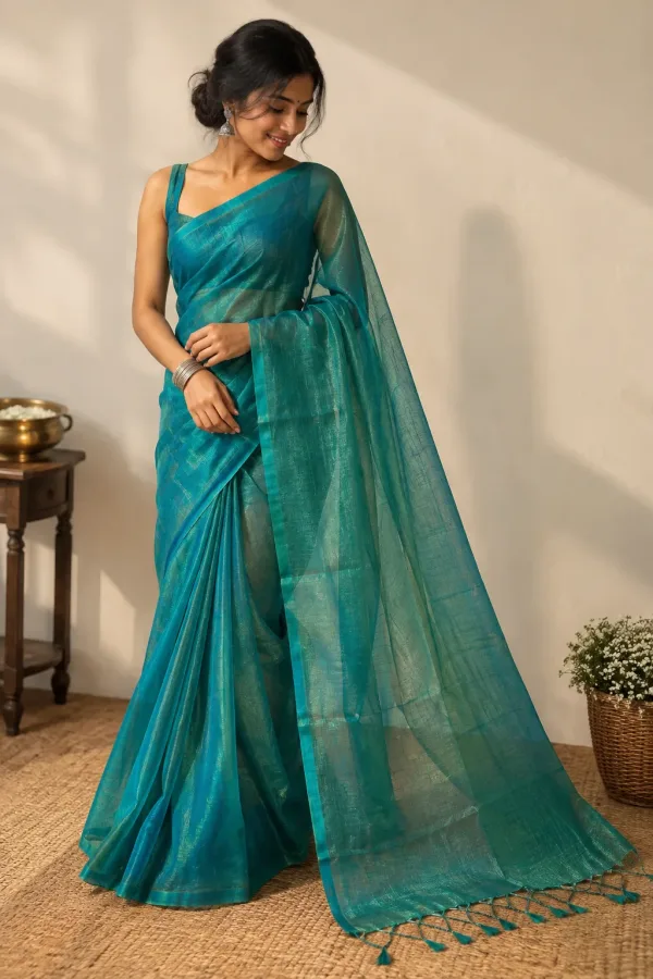 Blue Genz Party Wear Saree Stylish Party Saree