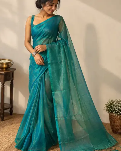 Blue Genz Party Wear Saree Stylish Party Saree
