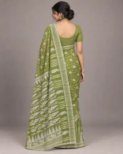 Floral Green Saree